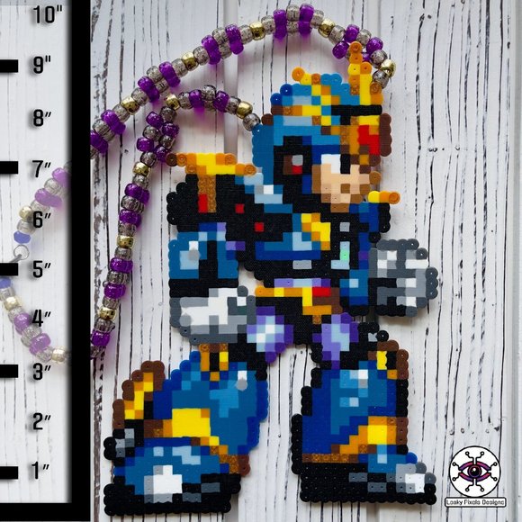 Mega Man X Ultimate Armor Perler Necklace - Picture 4 of 4